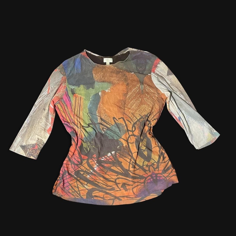 Petit Pois by Viviana G Multicoloured abstract all over print 3/4 sleeve top - Picture 1 of 5